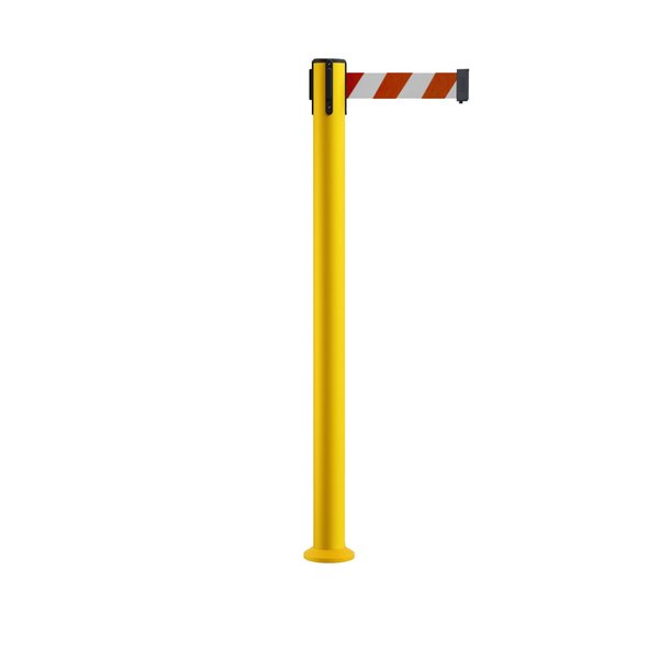 Montour Line Stanchion Belt Barrier Fixed Base Yellow Post 9ft.Red/White Belt MSX630F-YW-RWD-90